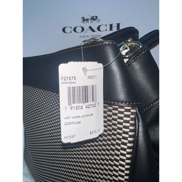 🔥🎁NWT! Coach Lexy Shoulder Bag Legacy Jacquard Milk/Black Msrp:$375.00 - Picture 7 of 7